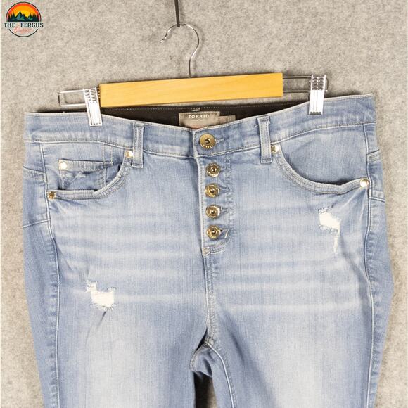 Torrid Bombshell Skinny Jeans Blue Cotton Blend Button Fly Women's Plus Size 14R - Picture 9 of 13